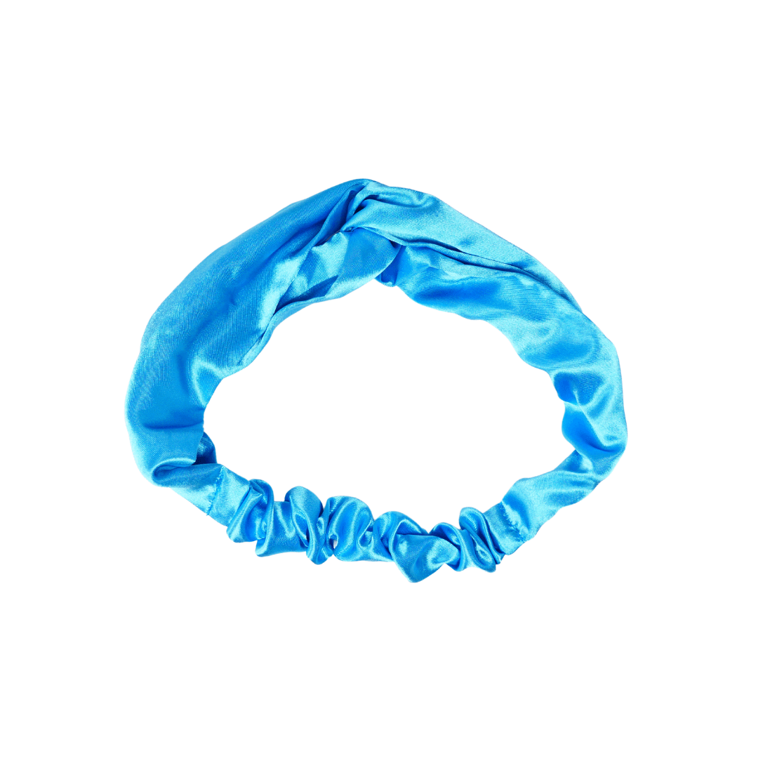 aqua satin top knot headband