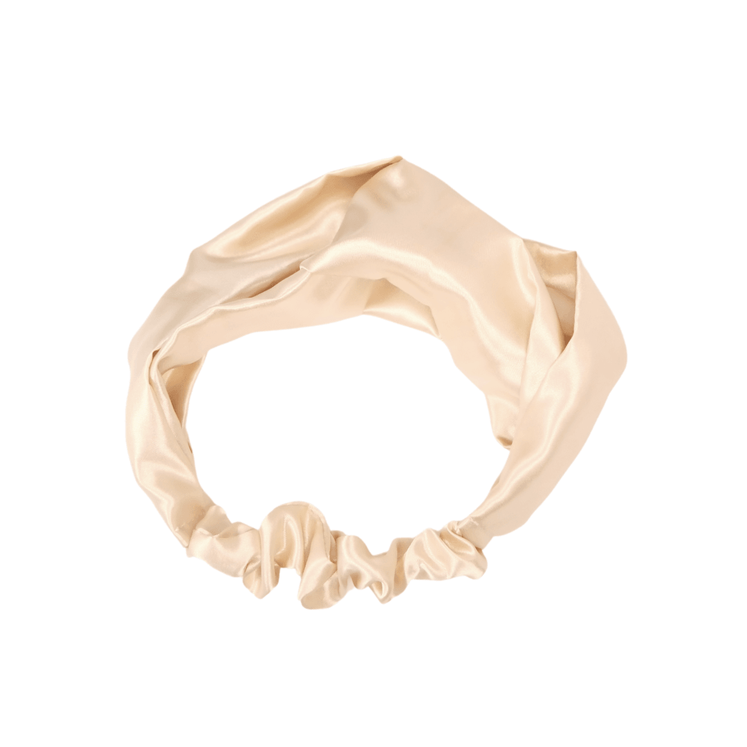 champagne satin top knot headband