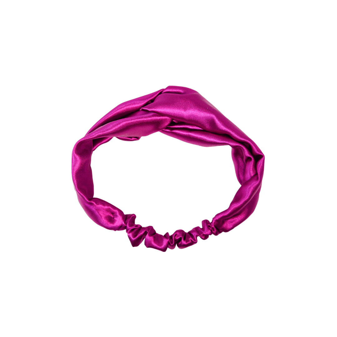 fuschia satin top knot headband