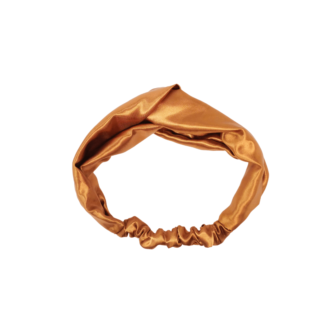 mocha satin top knot headband