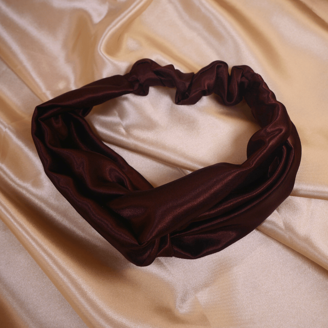 Chocolate Satin Top-Knot Headband