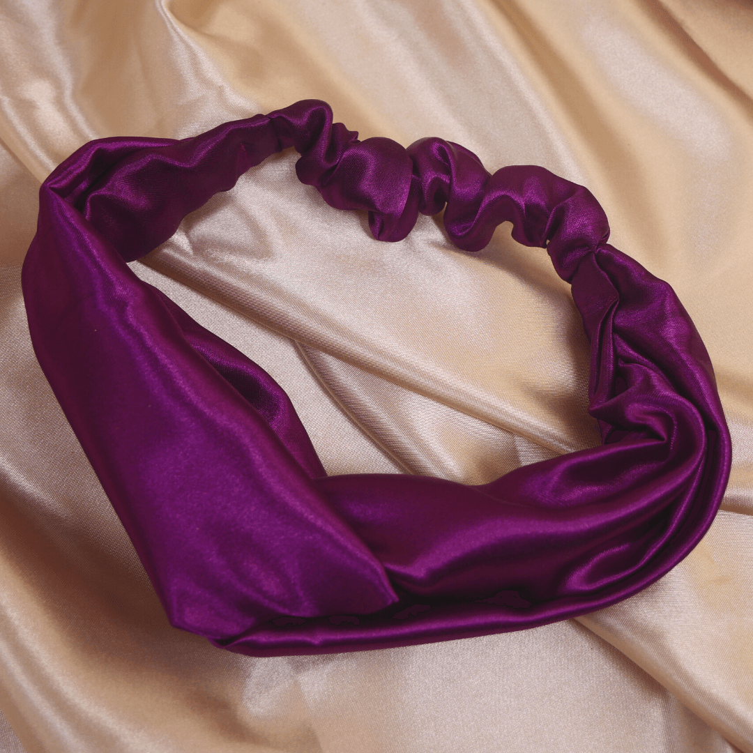 Purple Satin Top-Knot Headband