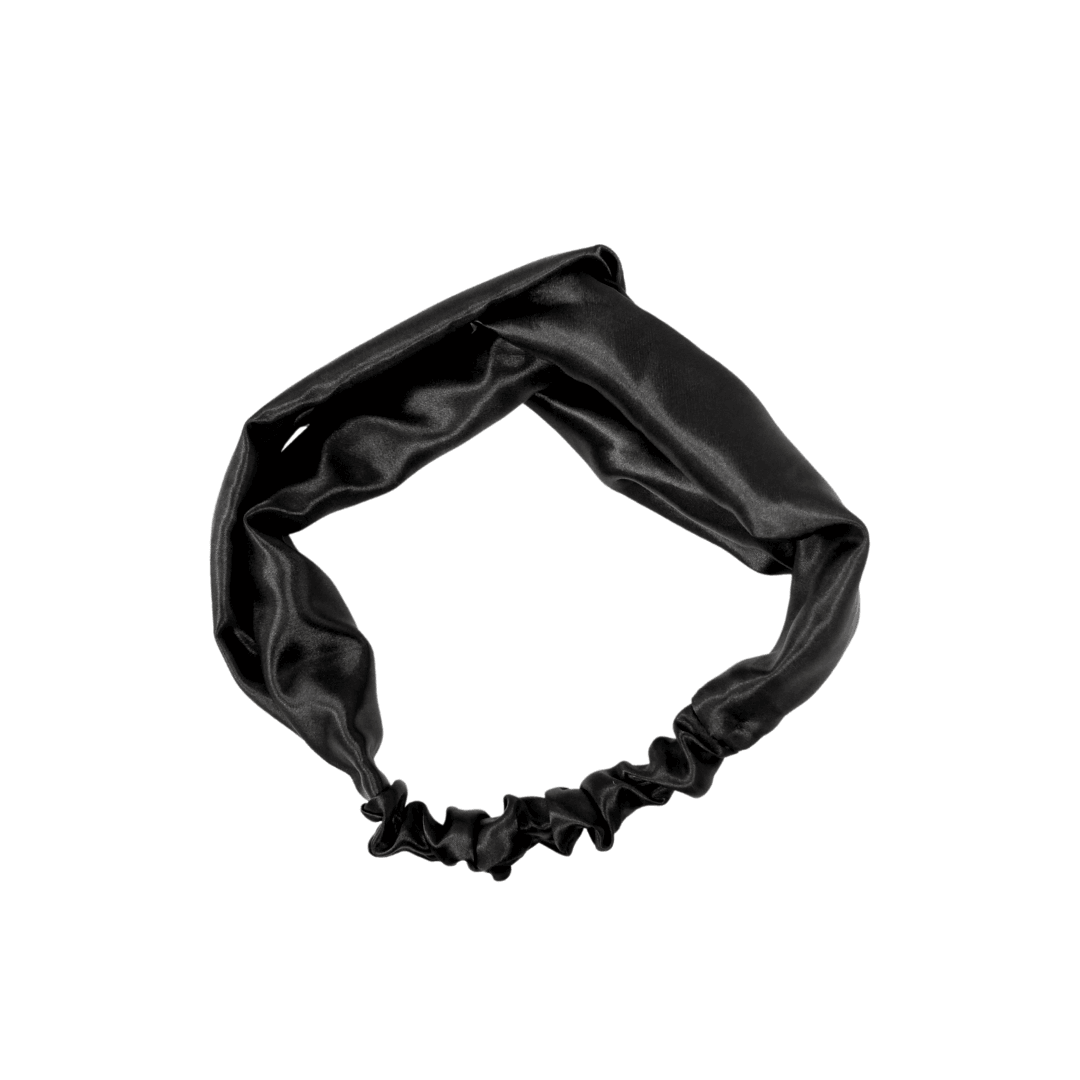 black satin top knot headband