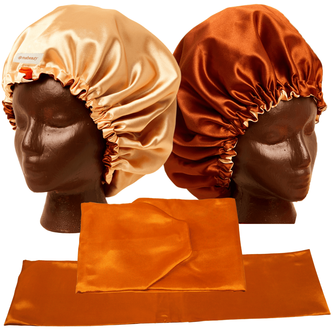 cinnamon tangier satin bonnet with scarf and wrap attachment